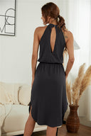 Chic High Collar Dress with Elastic Waist