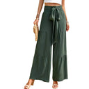 Chic Women's Palazzo Pants with Waist Tie and Pockets