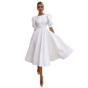 Chic A-Line Dress with Puff Sleeves