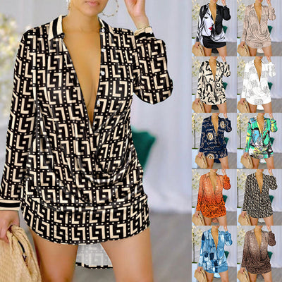Vibrant Leopard Print Blouse Dress for Women