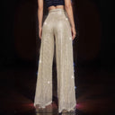 Shiny Palazzo Pants with Sequin Glam