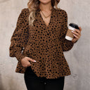 Chic Women's Blouse with Statement Puff Sleeves and Ruffle Details
