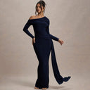 Chic Off-Shoulder Evening Dress with Draped Accent