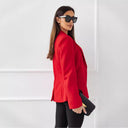 Chic Women's Blazer with Stylish Pockets and Gold Accents