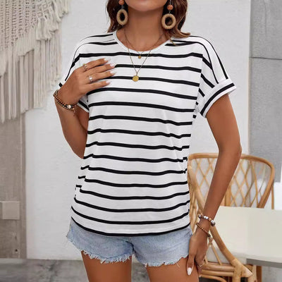 Chic Women’s Striped Short Sleeve Top