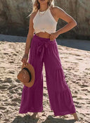 Chic Wide Pants with Tie Belt for Women