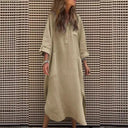 Women's Stylish Midi Dress with Pockets and Chic Side Slits