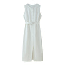 Chic Women's Sleeveless Wrap Dress with Waist Belt