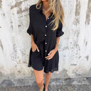 Chic Women's Long Blouse with Button Placket
