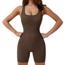 Ribbed Texture Women's Figure-Hugging Sports Bodysuit