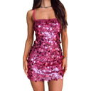 Spiral Pattern Mini Dress with Spaghetti Straps