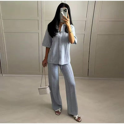 Chic Textured Knit Trousers for Women