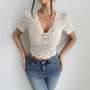 Stylish Short-Sleeved Lace Women's Top
