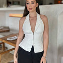 Chic Sleeveless Blazer Jacket with Stylish Zipper