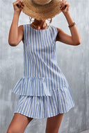 Chic Striped Dress with Ruffle Hem for Women