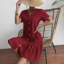 Chic Women's Button-Down Shirt Dress with Flared Skirt
