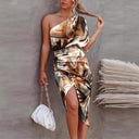 Asymmetrical Women's Dress with Bold Text Design