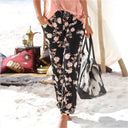 Floral Print Jersey Pants with Elastic Waist
