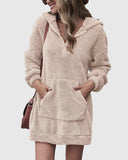 Cozy Fleece Hooded Dress for Women