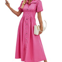 Chic Puff Sleeve Women's Shirt Dress