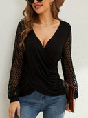 Women's Lace Sleeve Draped Blouse
