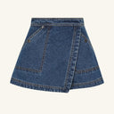 Asymmetrical Women's Denim Skirt with Pockets