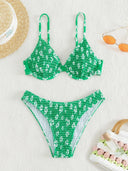 Women's High-Cut Bikini Set with Padded Top and Adjustable Straps