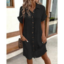 Chic Button-Up Shirt Dress with Pockets