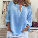 Women's Linen Button-Up Blouse with Chic Design