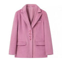 Chic Faux Fur Blazer Jacket with Decorative Buttons