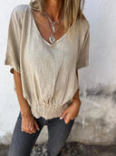 Chic Oversized Blouse with Elastic Waist