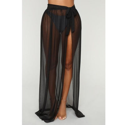 Chic High Slit Wrap Skirt in Sheer Chiffon