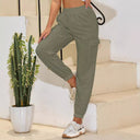 Women's Cargo Pants with Elastic Waist and Utility Pockets