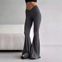 Chic Women's V-Neck Flared Pants with Decorative Stitching