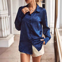Floral Satin Long Blouse for Women