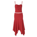 Asymmetrical Hem Dress with Braided Bodice