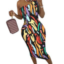 Women's One-Sided Colorful Pattern Dress