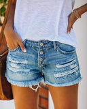 Trendy Destroyed Denim Shorts for Women with Stylish Fringes