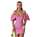 Off-Shoulder Mini Dress with Ruffled Hem for Women