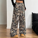 Women's High-Waisted Cargo Trousers with Stylish Pattern