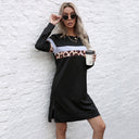 Stylish Women's Sweat Dress with Animal Print Accents