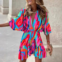 Animal Print Women's Wrap Dress with Statement Sleeves