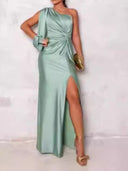 Chic Women's Asymmetrical Evening Dress with Pleats