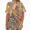 Artistic Animal Print V-Neck Blouse for Women