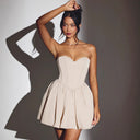 Women's Heart-Shaped Neckline Cocktail Dress with Flared Skirt