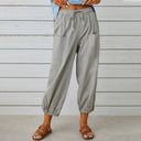 Chic Women's Elastic Waist Leisure Pants with Pockets