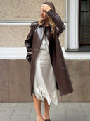 Chic Women's Faux Leather Blazer Jacket