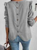 Stylish Ruffle Detail Blouse with Round Neck