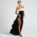 Chic Strapless Maxi Dress with High Slit