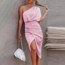 Asymmetrical Women's Dress with Bold Text Design